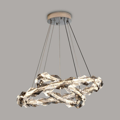 2-Light Ceiling Chandelier Minimalist Style Ring Shape Metal Hanging Light Kit