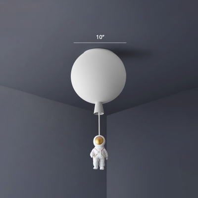 Acrylic Balloon Ceiling Pendant Light Childrens Single-Bulb Hanging Lamp with Spaceman Decoration