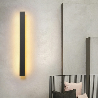 Bedroom Flush Mount Wall Sconce Minimalist Metal LED Great Room Wall Lighting in Black