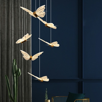 Butterfly-Shape Pendant Lighting Fixtures LED Modern Hanging Light Fixtures in Black Gold