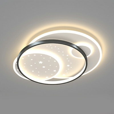 Contemporary Metallic Flush Mount Light LED Lighting for Living Room