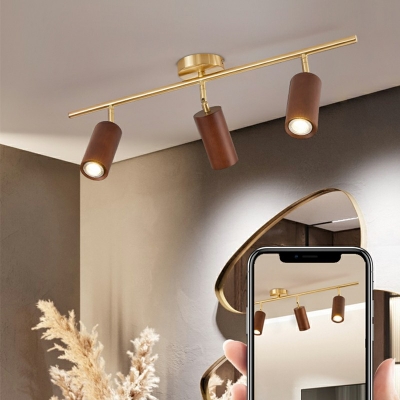 Contemporary Wood Flush Mount Lighting E27 Ambient Lighting Indoor
