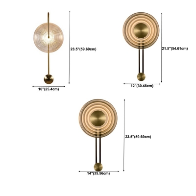 Glass Circular Wall Mount Light Simplicity LED Gold Flush Wall Sconce for Bedroom