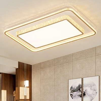 Led Crystal Round Square Flush Mount Ceiling Light Fixtures Remote Control Stepless Dimming