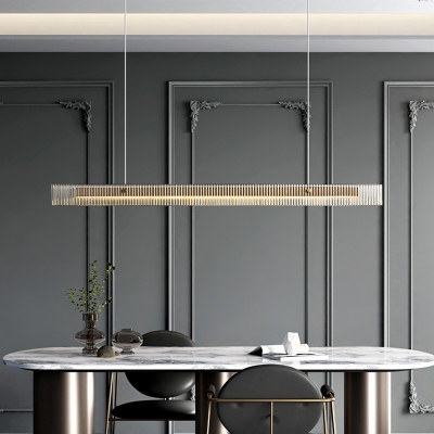 Linear Glass Pendant Lighting Fixtures Modern Island Ceiling Light for Dinning Room