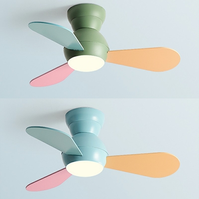 Macaron Ceiling Fan Light Modern Wood BladesThird Gear 1-Light LED Ceiling Fan
