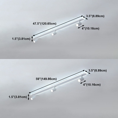 Modern Tubular Track Lighting Fixture Metal Semi Flush Mount Ceiling Light in White