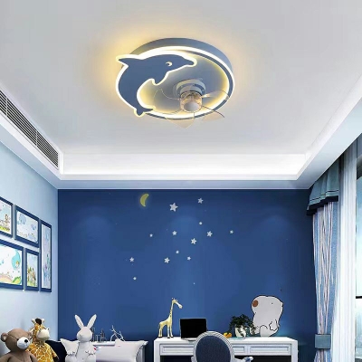 Multi-Shaped Ceiling Fan Light Modern Metal Remote Control Stepless Dimming LED Ceiling Fan for Kid’s Room