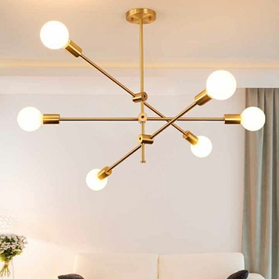 Postmodern Bare Bulb Hanging Light Multi-Light Metal Chandelier Light for Living Room