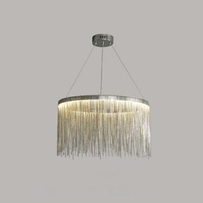 Postmodern Style Tassels Chandelier Light Silver Metal Chandelier Lamp for Living Room