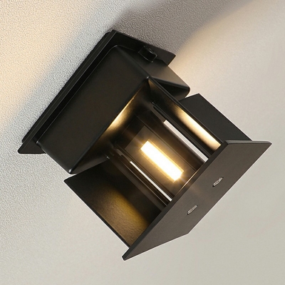 Rectangle Shade Wall Mount Light Fixture Modern Style Metal 2-Lights Wall Mounted Light in Black