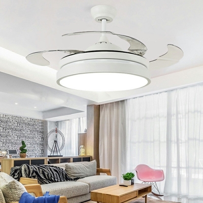 Semi Mount Fan Lighting Contemporary Style Acrylic Semi Fan Flush for Living Room