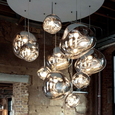 1-Light Ceiling Pendant Lamp Contemporary Style Ball Shape Glass Pendulum Lights