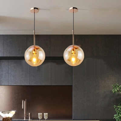 1-Light Ceiling Pendant Light Modernist Style Globe Shape Metal Hanging Lights