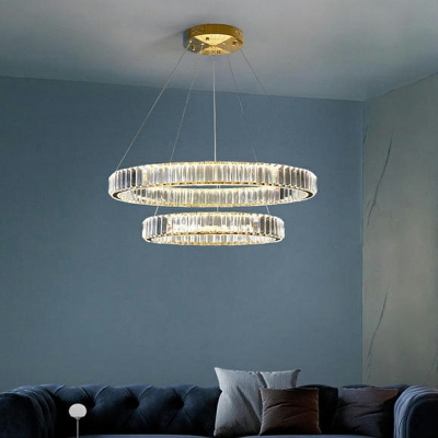 1-Light Chandelier Lamp Modernist Style Ring Shape Metal Remote Control Stepless Dimming Pendant Lights