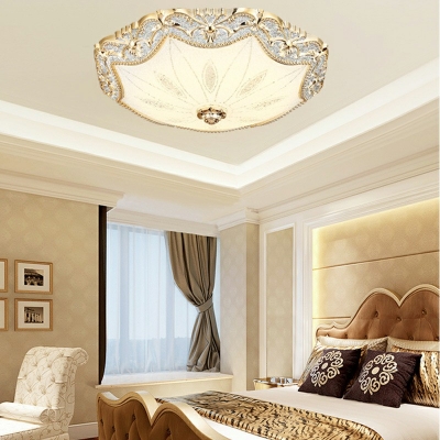 1 Light Dome Flush Mount Light Fixtures Traditional Style Glass Flush Mount Ceiling Light in Gold