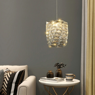 1-Light Pendant Lighting Contemporary Style Geometric Shape Crystal Hanging Ceiling Lights