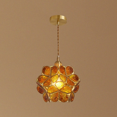 1-Light Pendant Lighting Minimalist Style Flower Shape Metal Hanging Lamp