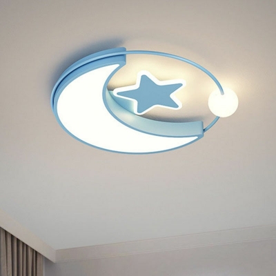 3-Light Flushmount Lighting Simplistic Style Moon Shape Metal Ceiling Mounted Fixture