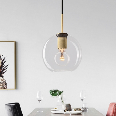 Black/Brass/Chrome Round Pendant Lamp Post Modernist 1 Light Clear Glass Ceiling Light Fixture