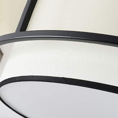 Black Flushmount Lighting Fabric Shade Traditional Style Flush Ceiling Light Fixture