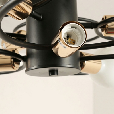 Circular Flush Lighting Industrial Metal Flush Mount Lamp in Black for Bedroom