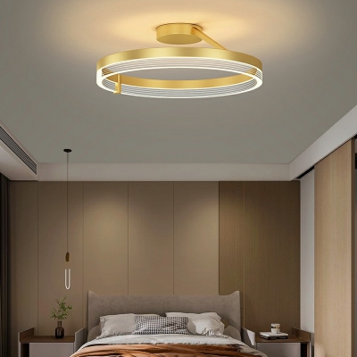 Circular Flush Lighting Modern Metal 1-Light Flush Mount Lamp for Bedroom