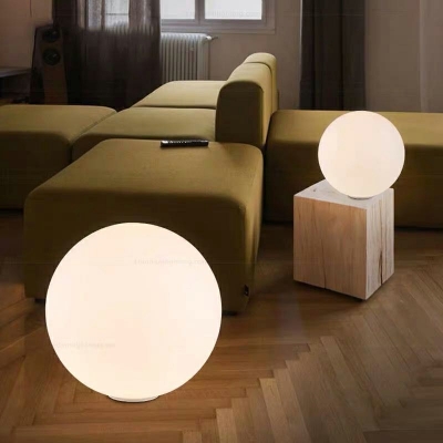 Contemporary Globe Night Table Lamps White Glass Desk Lamp for Bedroom