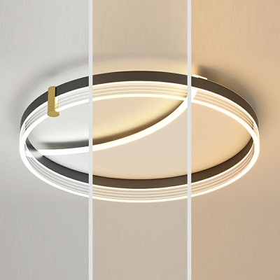 Contemporary Linear Flush Lighting Metal 2-Light Flush Mount Lamp in Black
