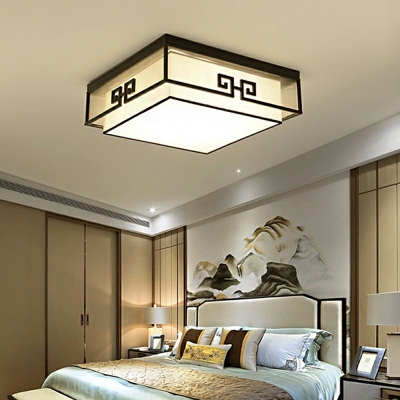 Fabric Shade Flush Mount Ceiling Light Traditional Style Flush Mount Light for Bedroom