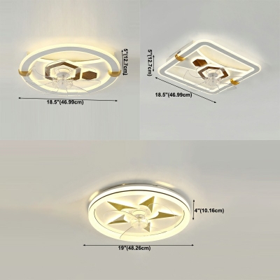 Flush Mount Fan Lamps Children's Room Style Acrylic Flush Fan Light for Living Room Remote Control Stepless Dimming