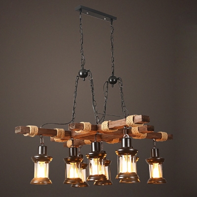 Industrial Wood And Metal Chandelier Lighting Fixtures for Dining Room