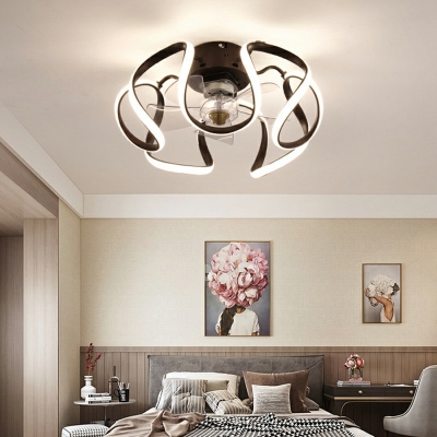 Modern Style Flower Flush Ceiling Light Fixtures Metal 1-Light flush Mount Light in Black