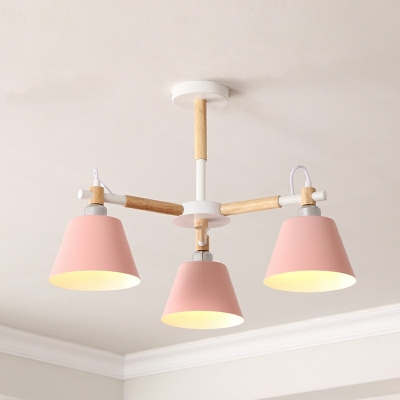 Nordic Style Macaron Chandelier Light Wood Pendant Light for Living Room