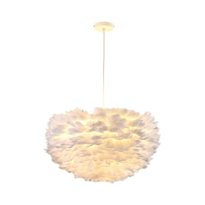 Pendant Chandelier Contemporary Style Feather Hanging Lamps for Living Room