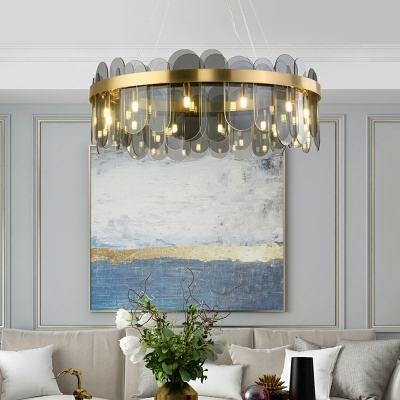 Ring Shape Ceiling Chandelier American Style Glass Suspension Light for Living Room