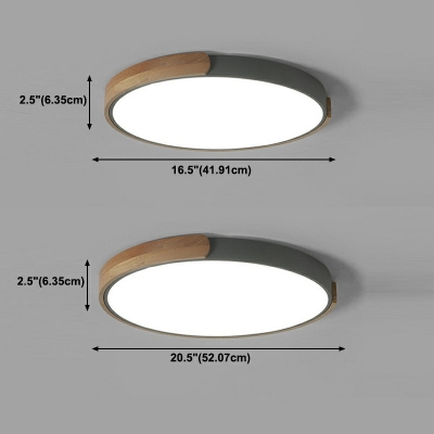 Round Flush Light Modern Metal Macaron 1-Light Flush Mount Lamp