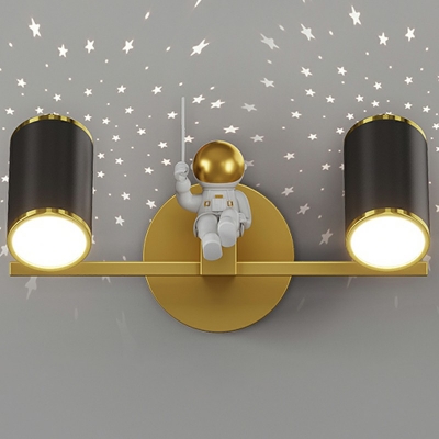 Simplistic Cylindrical Wall Mounted Light Fixture Metallic Wall Light Sconces