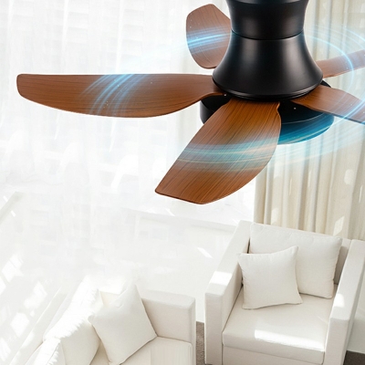 1-Light Semi Flush Light Contemporary Style Fan Shape Metal Remote Control Stepless Dimming Ceiling Mounted Fixture