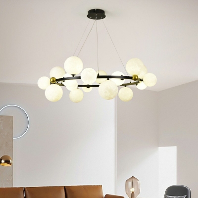 15-Light Hanging Chandelier Contemporary Style Globe Shape Metal Pendant Lighting Fixtures