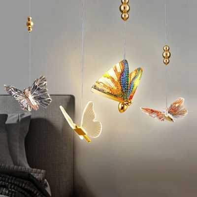 Butterfly Pendant Lighting Fixtures Modern LED Down Lighting for Bedroom