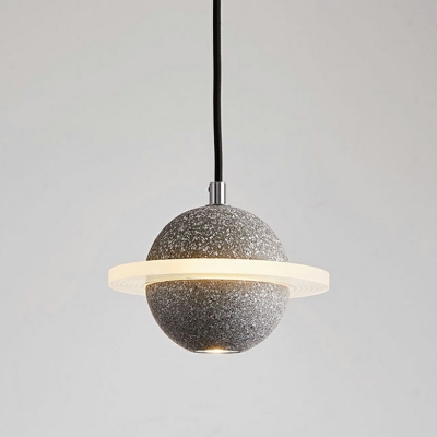 Cement Pendant Lighting Fixtures Globe Shape Hanging Ceiling Lights in Warm Light
