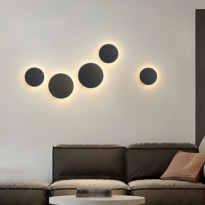 Circular Wall Lighting Fixtures Modern Style Metal 1-Light Wall Sconce Lights in White