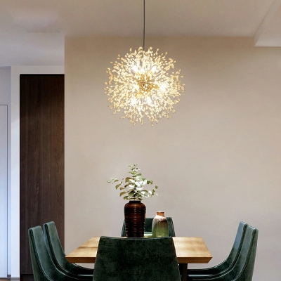 Crystal and Metal Chandelier Lighting Fixtures Modern Ceiling Pendant Light for Living Room