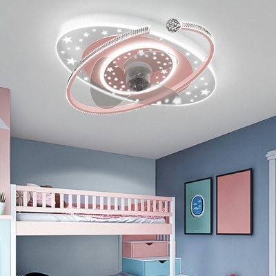 Flushmount Fan Lighting Children's Room Style Acrylic Flush Mount fan Lighting for Living Room Remote Control Stepless Dimming
