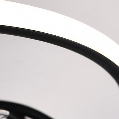 Metal Ring Ceiling Fan Light Modern Style LED Semi Flush Lamp