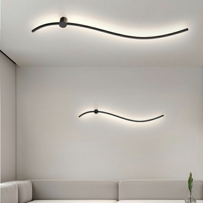 Metal Snake Wall Light Sconce Modern Style 1 Light Wall Lighting Ideas in Black