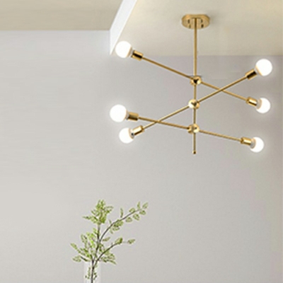 Modern Metal Flush Mount Chandelier Minimalism Pendant Lighting Fixtures for Living Room