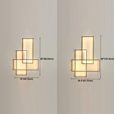 Modern Rectangle Wall Sconces Metal 3-Light Wall Sconce Lighting