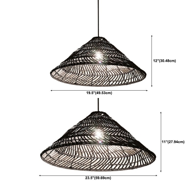 Modern Style Lantern Pendant Lighting Rattan 1-Light Pendant Light in Brown